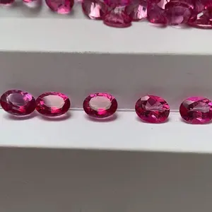 oval cut 8x10mm coating pink topaz stone