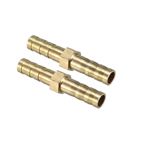 Raccord coudé en laiton avec écrou hexagonal et connecteur à double barbelure pour tuyau fileté NPT/BSPT basse pression - Product Image 1
