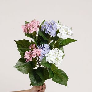 Fleur artificielle d'hortensia boule de neige Dream Castle, deux têtes, petite branche, pour décoration intérieure, mariage, maison, en caoutchouc souple - Product Image 1
