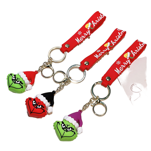 Vente chaude <span class=keywords><strong>de</strong></span> haute qualité 3D PVC dessin animé Grinches <span class=keywords><strong>Grinch</strong></span> mousqueton porte-clés 3D Anime Figure coupe décoration en caoutchouc Durable - Product Image 1