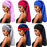 Bonnet de nuit personnalisé pour femme en polyester satiné, bonnet de sommeil multicolore avec broderie et logo sérigraphié