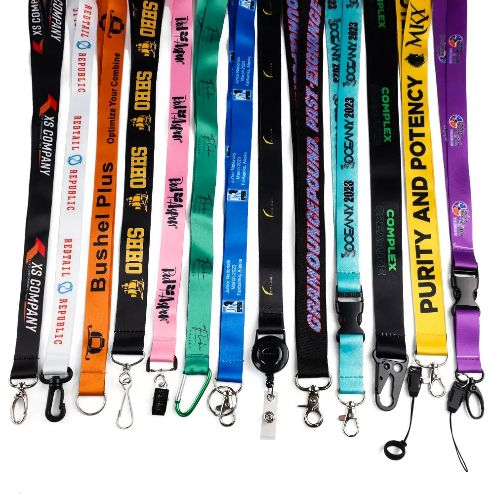 Designer Seide sublimationsgewebter Hals individuell bedruckter Schlüsselanhänger Anime abreißbare Lanyards mit Logo