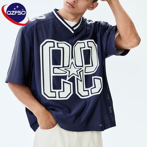 Custom Blokecore Dallas Style Football Mesh Shirt Striped V-neck Breathable Mesh Side Sports <b>Top</b> Shiny Satin Front Jersey - Product Image 1
