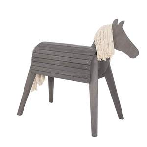 Cavallo da gioco, legno massello, cavallo vaulting, cavallo da giardino molto stabile con criniera e coda, grigio - Product Image 3