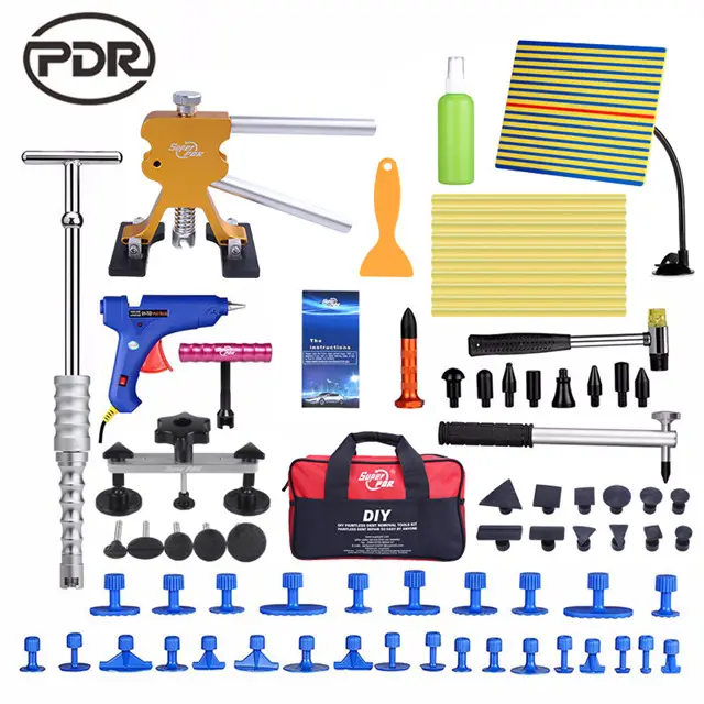 Ensemble de réparation ajustable 19 pièces, Super PDR marteau en caoutchouc sans peinture à 9 têtes, outils de débosselage multifonctions