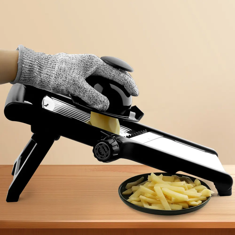 2024 Schlussverkauf professionelle verstellbare Mandoline-Edelstahl-Schneidemaschine Gemüseschneider für Küche mit Handschutz
