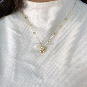 Gioielli raffinati Design carino 14K oro massiccio <span class=keywords><strong>lettera</strong></span> <span class=keywords><strong>C</strong></span> forma <span class=keywords><strong>collana</strong></span> d'oro regalo donna regalo personalizzato - Product Image 2