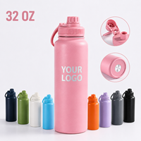 Gobelet isotherme en acier inoxydable thermolaqué 24oz/32oz, vente en gros, personnalisable, avec paille, pour le sport