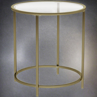 Table basse moderne nordique en verre doré pas chère pour salon, modèle Honghe Hhbz210012 à assembler