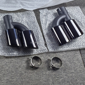 Embout d'échappement noir brillant pour Audi A4L S4 B9 B10 2017-2024 mise à niveau quatre sorties en acier inoxydable tuyaux d'aile têtes d'échappement gorge de queue - Product Image 4