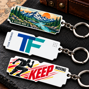 Porte-clés en métal personnalisés avec logo d'entreprise imprimé UV pour événements d'équipe, cadeaux pour employés et promotion de marque OEM ODM - Product Image 1