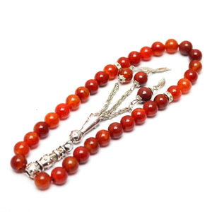 Bijoux islamiques personnalisés religieux de haute qualité tasbih Muslim Rose 33 prières plumes Tassel rose agate 10mm 8mm perle - Product Image 2