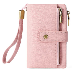Cartera de Muñeca de Cuero Genuino para <span class=keywords><strong>Mujer</strong></span> con Bloqueo RFID, <span class=keywords><strong>Monedero</strong></span> con Doble Cremallera y Tarjetero, Pequeña y Práctica - Product Image 6