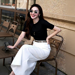 CV941 Custom ODM Women <b>White</b> High Waist Pencil <b>Skirt</b> Side Slit Office Bottoms Manufacturer - Product Image 1