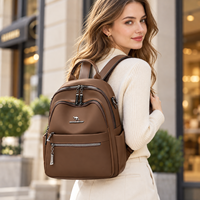 Sac à dos pour femme en cuir PU avec poches avant à double fermeture éclair et poignée supérieure, vente en gros OEM ODM, lot de 10 pièces