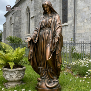 Statue <span class=keywords><strong>de</strong></span> <span class=keywords><strong>la</strong></span> Vierge Marie en bronze doré, sculpture religieuse grandeur nature, en cuivre et en laiton, pour l'extérieur, église européenne, monument commémoratif, mains ouvertes - Product Image 6