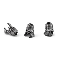 Bijoux scandinaves vintage, bijoux fins en acier inoxydable, bijoux vikings, casque de guerrier, perles pour barbe et cheveux DIY pour bracelet