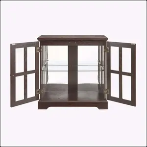 Vitrine rétro antique à LED <span class=keywords><strong>Curio</strong></span> avec étagères réglables et portes en treillis, vitrine vintage pour objets de collection et décoration - Product Image 4