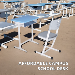 Meubles d'école modernes personnalisés, ensemble bureau et chaise pour salles de classe moyennes, construction en acier/MDF/plastique, modèle personnalisé PT-307A - Product Image 3