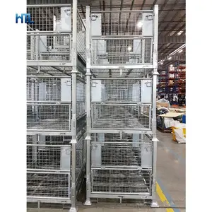 Warehousing transportation delivery collapsible galvanized metal crates