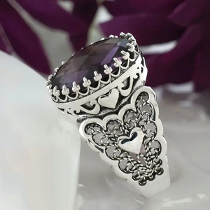 Anello a Corona Barocca a Forma di Cuore per Donne, Gioiello da Dito Vintage Stile Principessa - Product Image 6