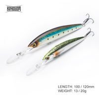 Leurre de pêche Kingdom Long Lip Minnow 100mm/13g, appât artificiel suspendu de haute qualité pour la pêche en eau salée, pour la pêche au bar
