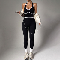 Combinaison de yoga et de sport pour femme, style euro-américain, à couleurs contrastées, dos ajouré, taille haute et effet push-up fessier