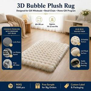 Thick Soft Faux Rabbit Fur Modern Geometric Pattern <strong>Rug</strong> 18 22mm Pile Dense Plush Non Slip Washable - Product Image 3