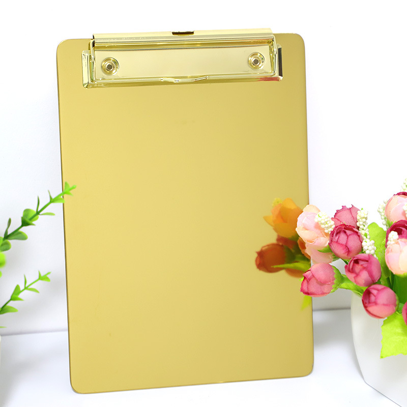 Буфер обмена держатель бумаги изготовленным на заказ логосом хранения обмена ухода буфер обмена файл офис встречи A4 A5 A6 нержавеющая сталь металла золота