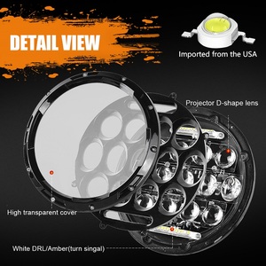 Faro LED 7 Pollici con Occhio d'Angelo Bianco, DRL Daymaker, Indicatore di Direzione Ambra, Rotondo Impermeabile 90W 75W per Motociclette - Product Image 3