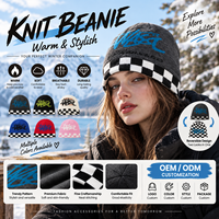 Bonnet d'hiver réversible avec logo personnalisé, faible MOQ, petite commande, broderie personnalisée, bonnet en tricot doux et souple, bonnet imprimé personnalisé