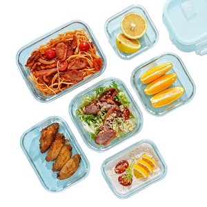 Boîtes alimentaires en verre compartimentées sans BPA, hermétiques et anti-fuites, avec couvercle en plastique, pour la préparation des repas, compatibles four et micro-ondes. - Product Image 5