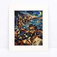 Impression d'art cubiste sur papier/canvas sans acide, portrait de ville, design géométrique moderne, affiche de collection de qualité muséale personnalisée