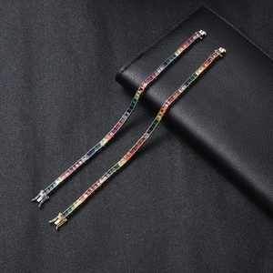 Wholesale Factory Price 3x3mm Rainbow Color CZ Custom Tennis <b>Chain</b> Necklace & Bracelet - Product Image 2