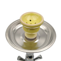 Ensemble de chicha en verre moyen à double tuyau jaune et rouge pour les marchés américain et européen