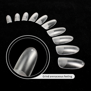 500 <span class=keywords><strong>Uñas</strong></span> Postizas Francesas Transparentes Mate, de Cobertura Completa, Cortas, Forma Almendrada - Product Image 4