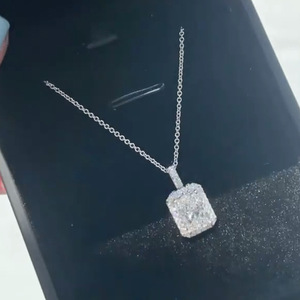 Collana con Ciondolo Quadrato Scintillante per Donne, Elegante Catena per Clavicola, Gioielli alla Moda - Product Image 3