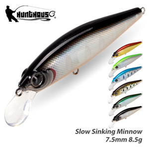 Leurre de pêche artificiel Minnow à coulée lente 75mm 8.5g pour la pêche au bar, à la perche, au <span class=keywords><strong>brochet</strong></span> en eau salée, en eau douce, en ruisseau, en rivière, en lac - Product Image 1