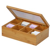 Caja de Bambú para Té con 8 Compartimentos, Tapa de Acrílico Transparente, Organizador de Bolsitas de Té de Madera para Almacenamiento en Armarios de Cocina