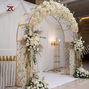 ซุ้มแต่งงานโลหะสีทองทรงโค้ง รุ่น ZKAI จากโรงงานโดยตรง พร้อมแผงประตูและฉากหลังสำหรับตกแต่งงานแต่งงาน - Product Image 1
