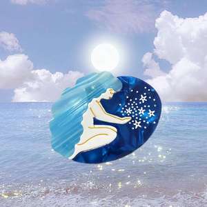 Pinza de Pelo de Acetato de Alta Gama con Diseño de Sirena de 8cm, Estilo Lujoso para Fiestas, Pasador Lateral con Remaches para Niñas - Product Image 3