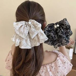 Conception douce gros nœud épingle à <span class=keywords><strong>cheveux</strong></span> en mousseline de soie fleur perle printemps pinces à <span class=keywords><strong>cheveux</strong></span> mode filles queue de cheval demi cravate pince à <span class=keywords><strong>cheveux</strong></span> <span class=keywords><strong>Barrette</strong></span> - Product Image 1