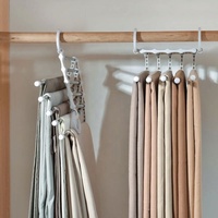 Porte-pantalons télescopique Tiktok antidérapant, organisateur de vêtements, support superposé pour jeans, pantalons, écharpes, pour armoire, salle de bain, fixation murale