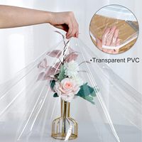 Nappe de table jetable en plastique PE transparente ronde ajustée avec bord élastique imperméable et anti-poussière bleue