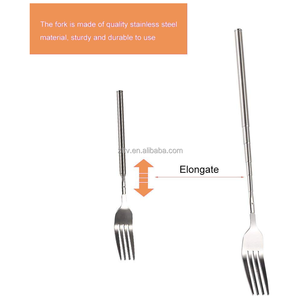 Dao Kéo-Kéo Dài Đến 25.6 Inch BBQ Kính Thiên Văn Bữa Tối Có Thể Mở Rộng Ngã Ba Trái Cây Tráng Miệng Dài Tay Cầm Ngã Ba - Product Image 5