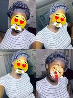 Promotion 17$ Perruque Lace Frontal Afro Pixie Bouclée Coupe Courte Couleur Noir et Gris 100% Cheveux Humains Bonne Qualité