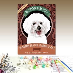 Bichon Biscuits Peinture par numéros sur toile, motif animalier de dessin animé, carré, fait main, moderne, écologique, DIY, décoration intérieure - Product Image 1