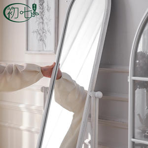 French Style Arched Full Length Mirror <b>Metal</b> <b>Framed</b> Shabby Chic Design Home Use Floor Mirror With Drawer - Product Image 2