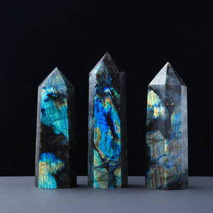 Varita de cristal de labradorita, Prisma facetado Hexagonal Natural, piedra de cuarzo para curación de Reiki, pulido con láser, impresión láser elegante - Product Image 2