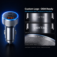 Cargador de Coche REMAX CC07 de 60W, Aleación de Aluminio, LED RGB, 3 Puertos, Doble USB-C PD 30W, USB-A 18W, Carga Rápida, Adaptador para Encendedor